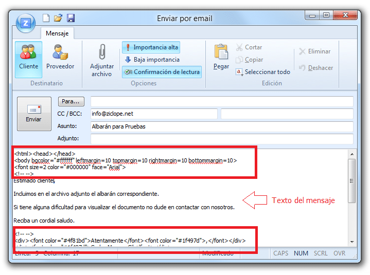 Enviar email en formato HTML