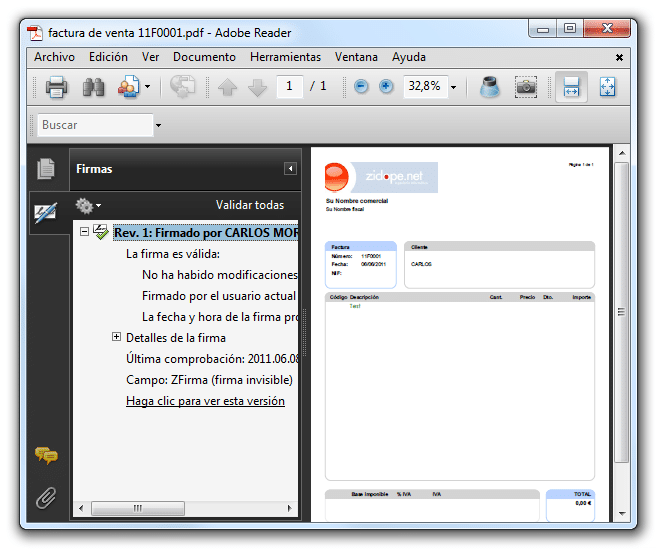 Factura electrónica en PDF Factura electrónica en PDF