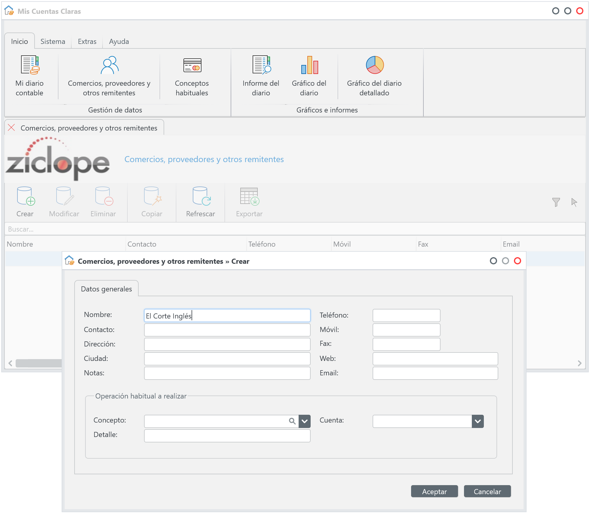 Mis Cuentas Claras - Paso 2 - Comercios, proveedores y otros remitentes