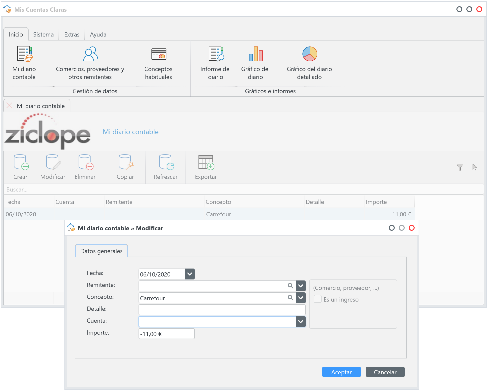 Mis Cuentas Claras - Paso 3 - Mi diario de ingresos y gastos