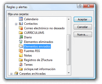 Reglas y alertas en Microsoft Outlook