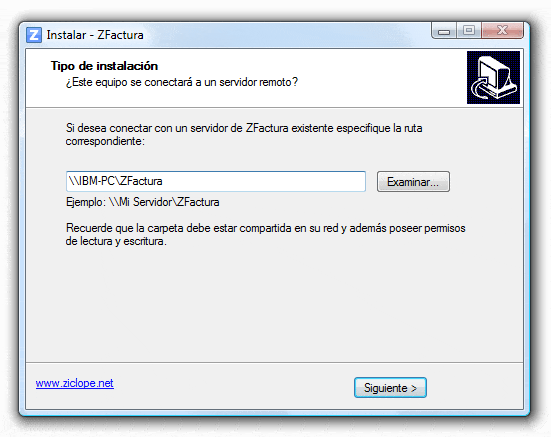 Tipo de instalación en ZFactura