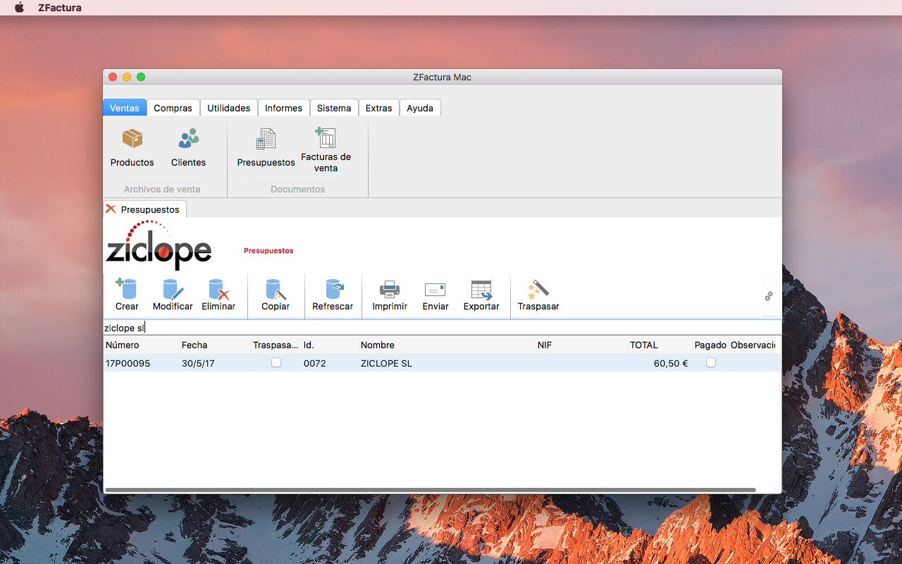 Zfactura presupuestos y facturas para mac