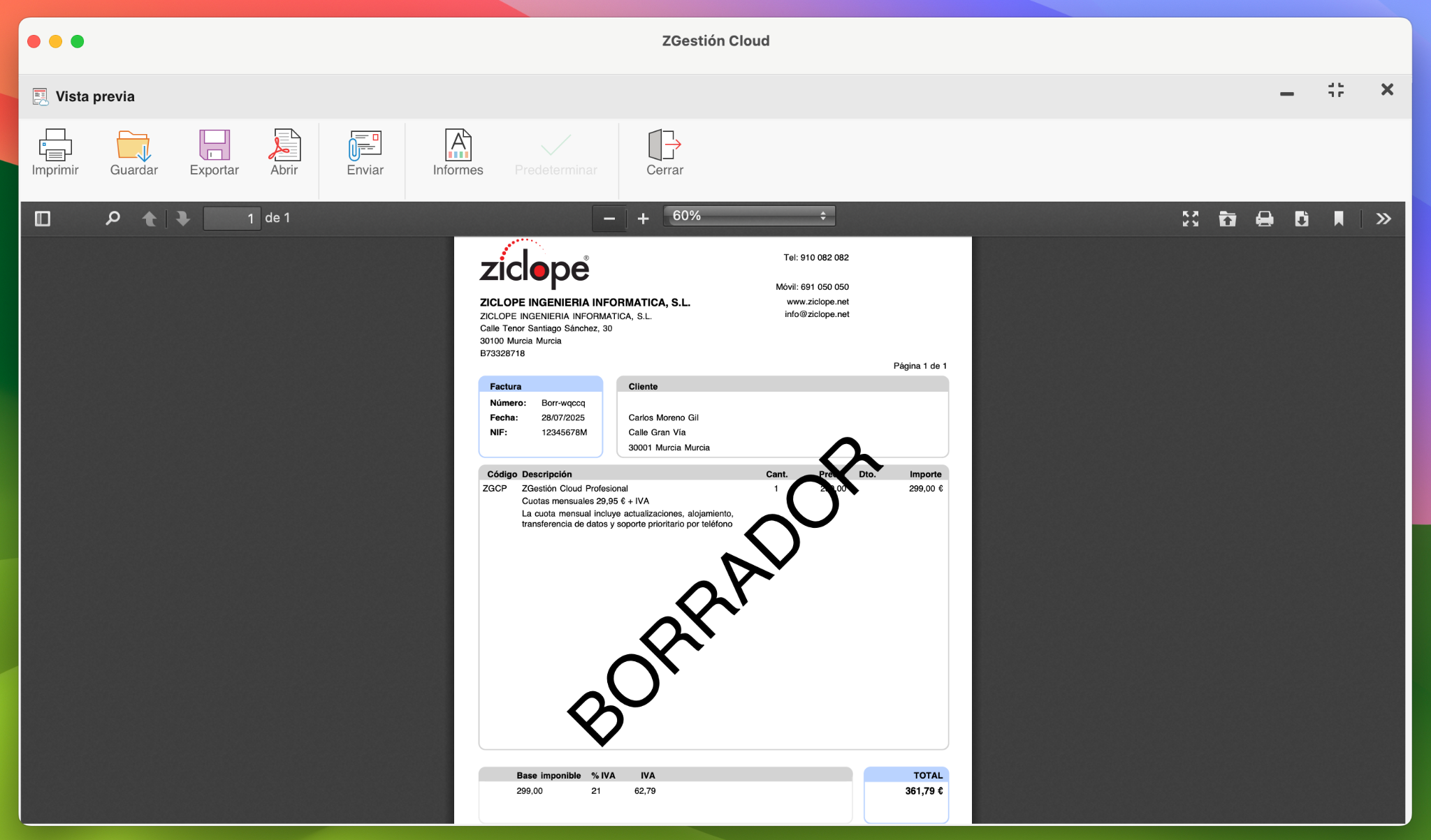 Borrador de factura paso 3 Mac