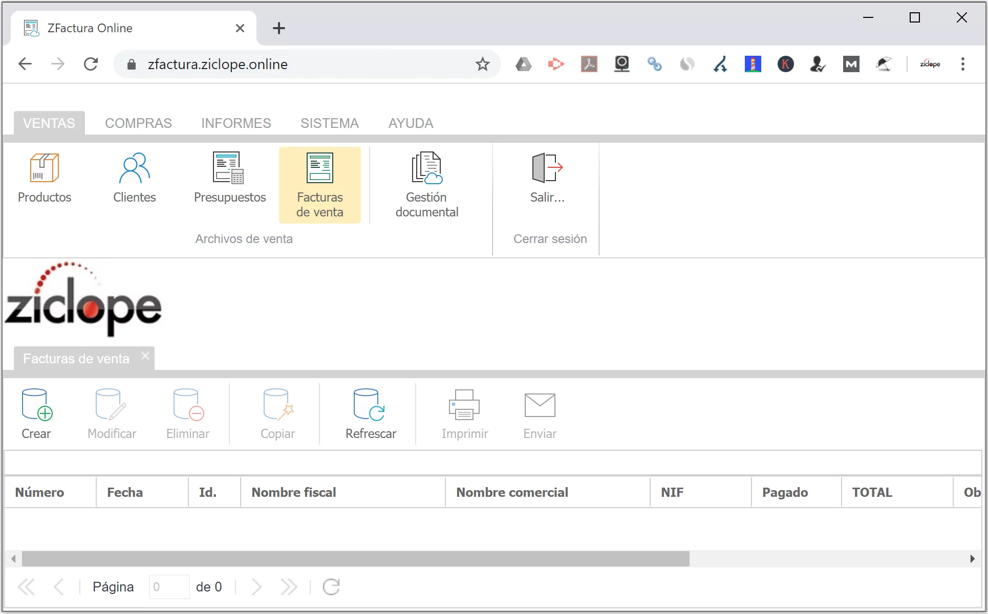Captura de pantalla de ZFactura Cloud Web 2020