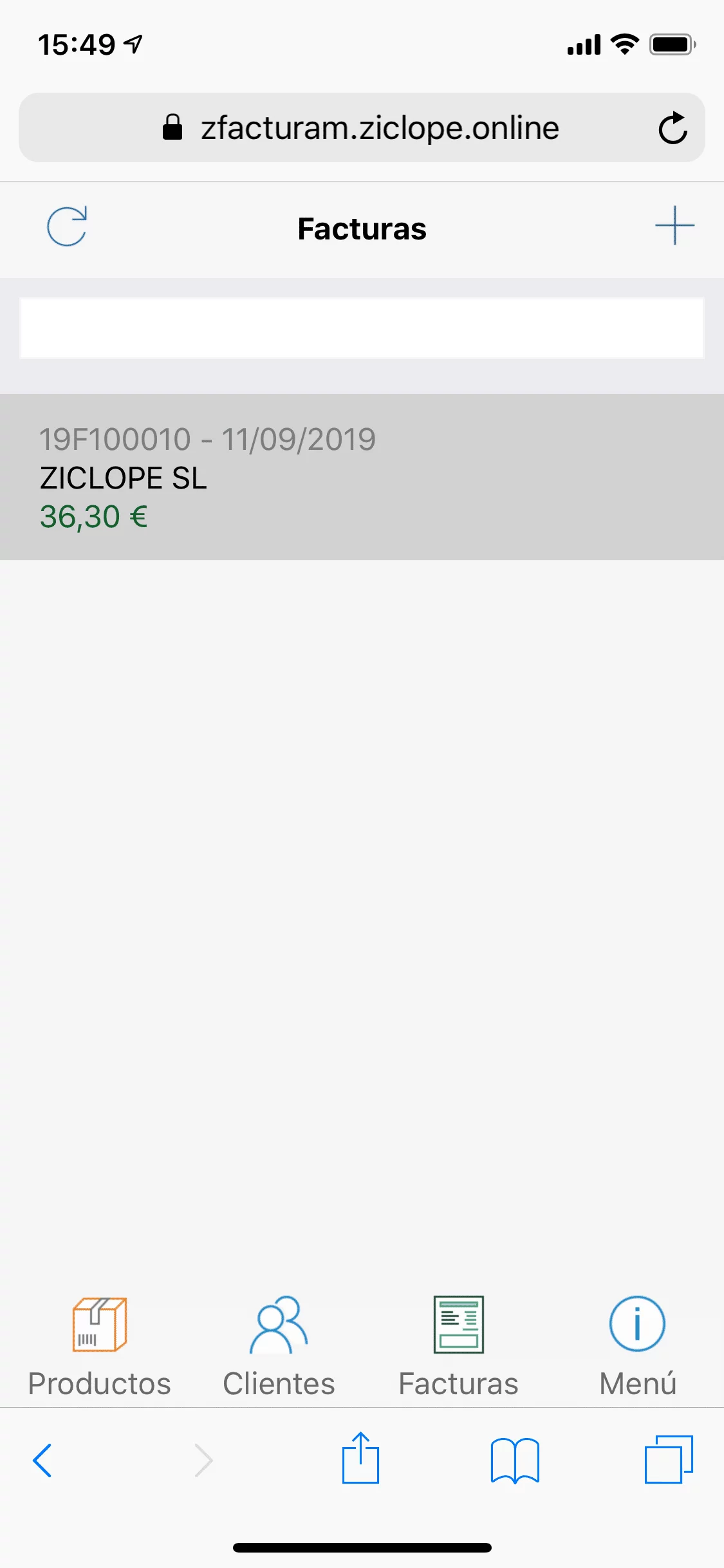 Captura de pantalla de ZFactura Cloud Web móvil 2020