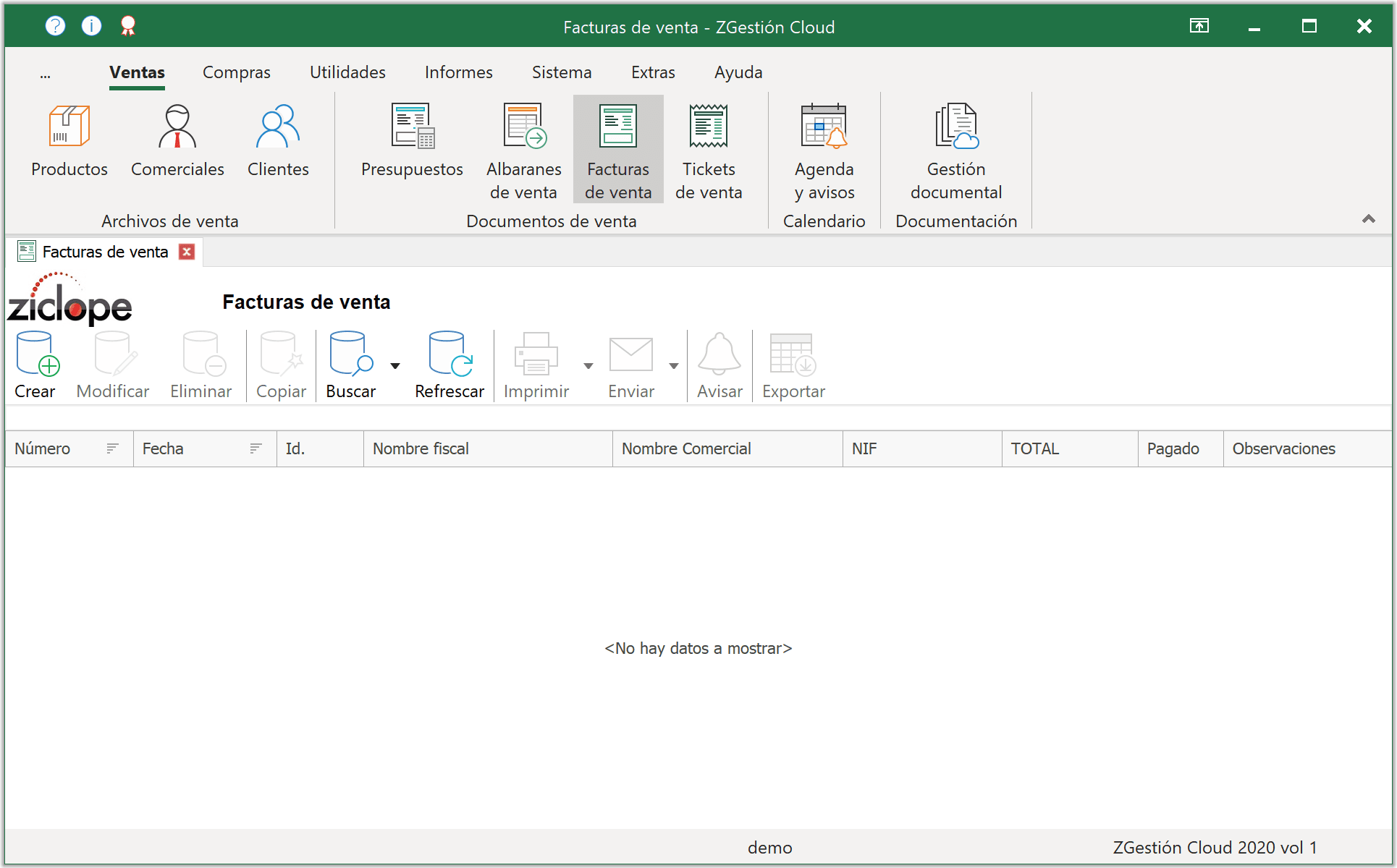 Captura de pantalla de ZGestión Cloud para Windows 2020