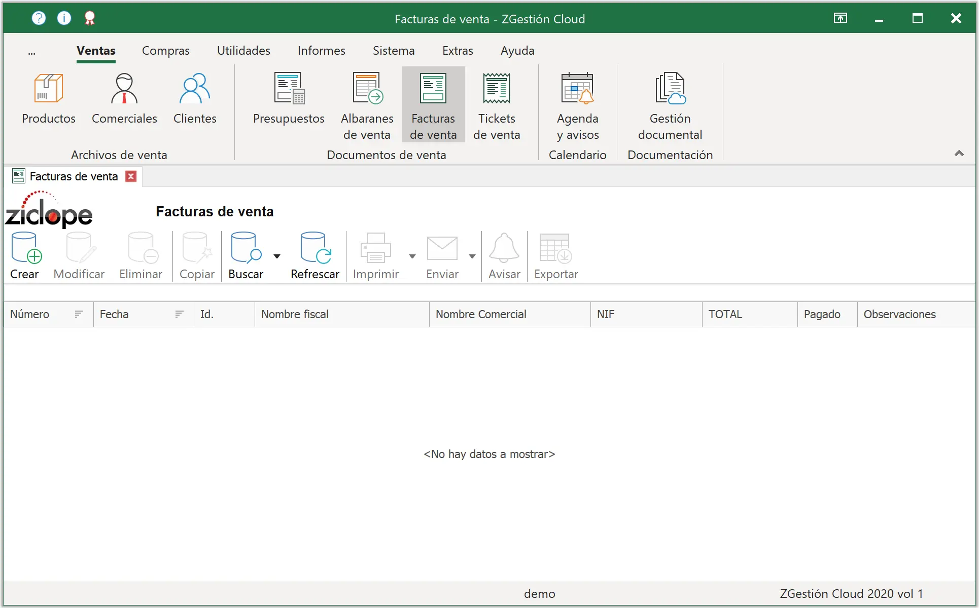 Captura de pantalla de ZGestión Cloud para Windows